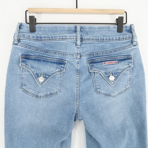 Hudson Straight Jeans Womens 6 Light Blue Stretch Double Button Flap‎ Pockets - Picture 4 of 11